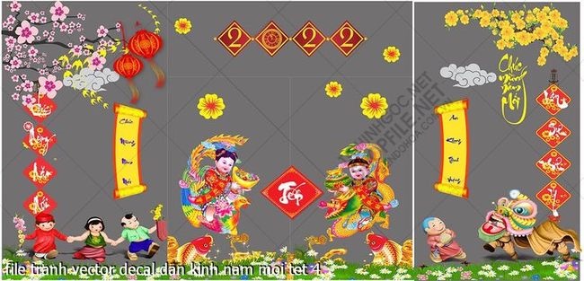 file tranh vector decal dan kinh nam moi tet 4